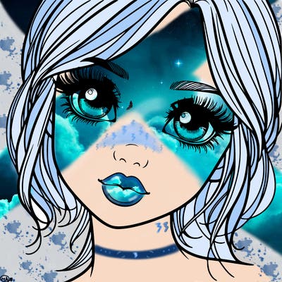 a realistic girl with small eyes big lips long eyelashes