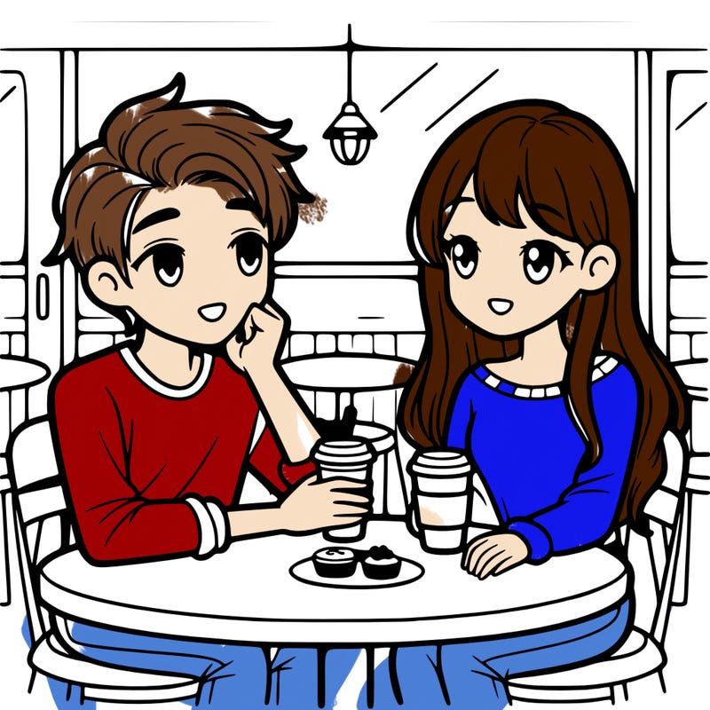 girl and boy on coffe,date