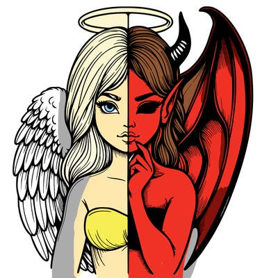 realistic angel half demon