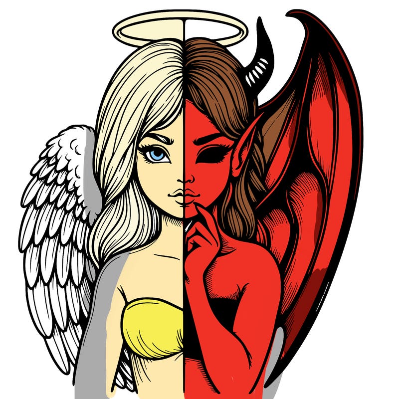 realistic angel half demon