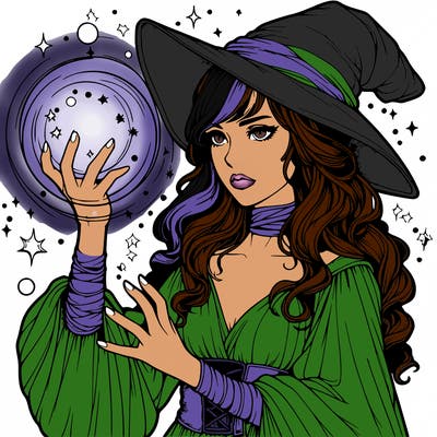 realistic women sorcerer using magic