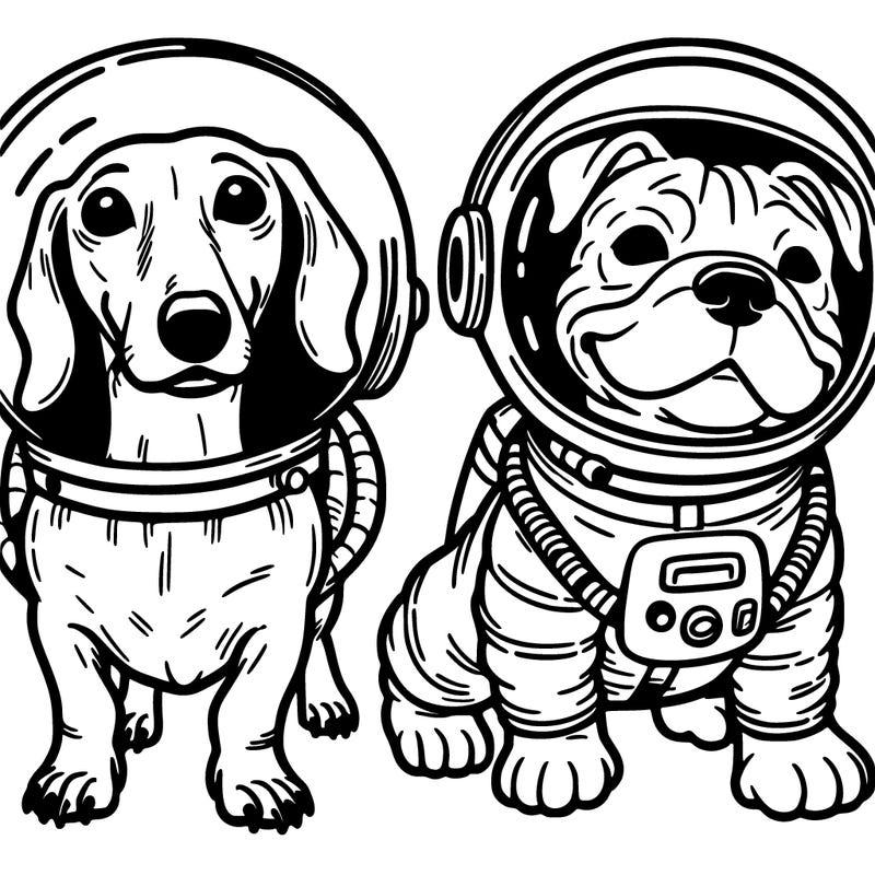 dachshund and pitbull astronaut