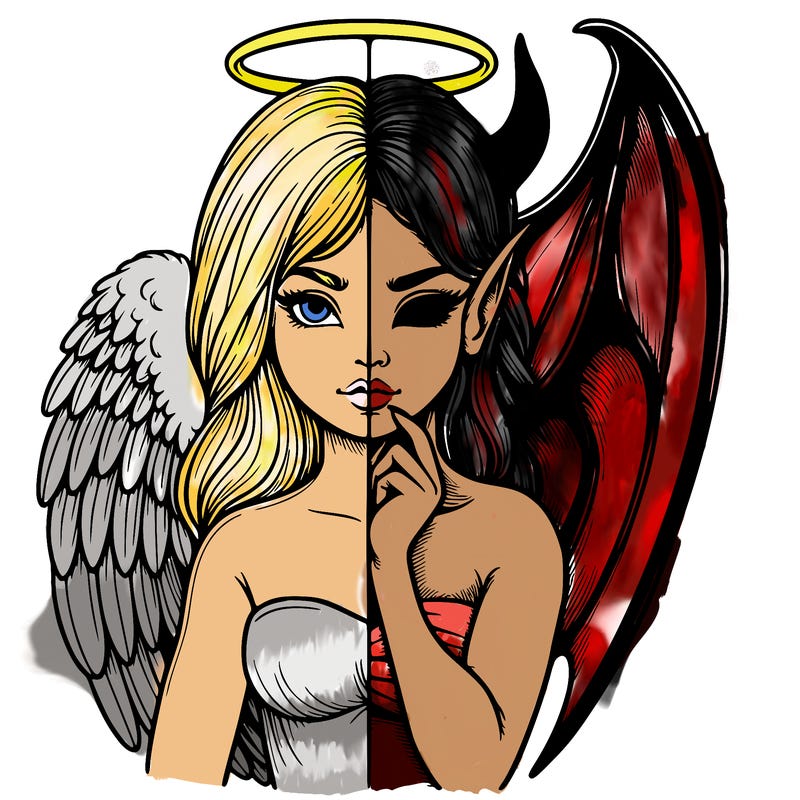 realistic angel half demon