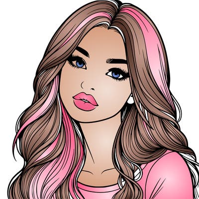 realistic girl with hair on her hair and lips