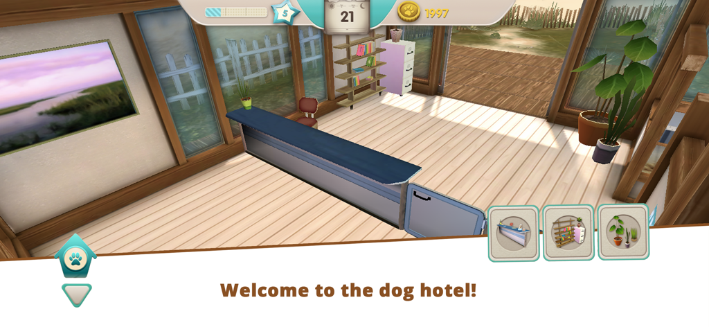 Recepción del juego de simulación de mascotas Dog Hotel
