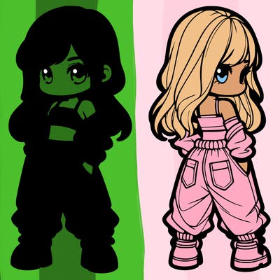 girl in crop top and baggy pants