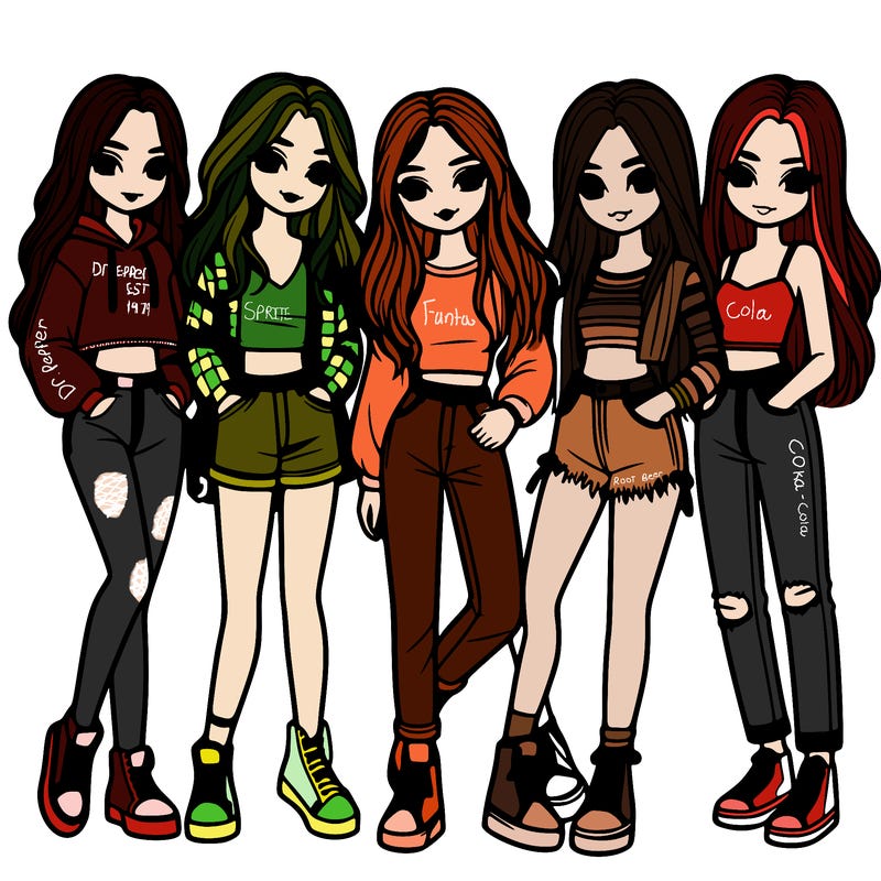 5 girls friends standing