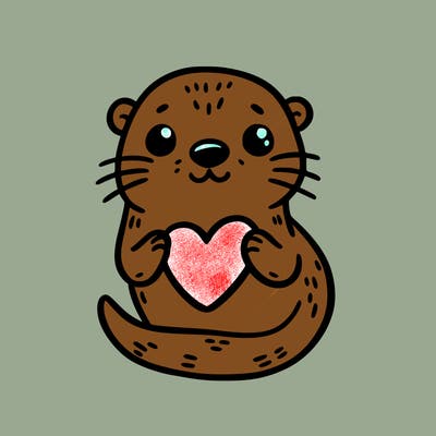 otter with a heart