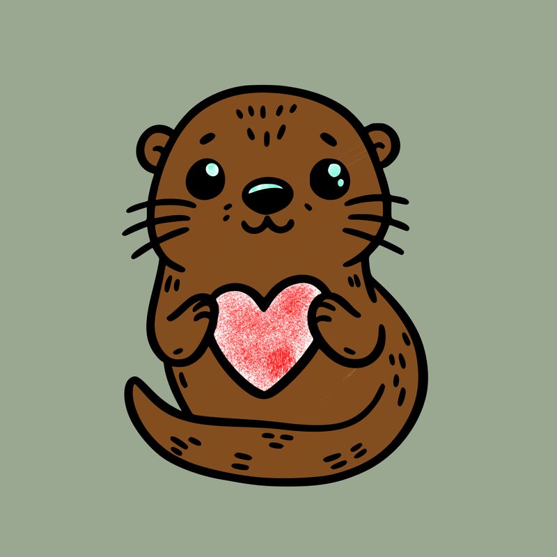 otter with a heart