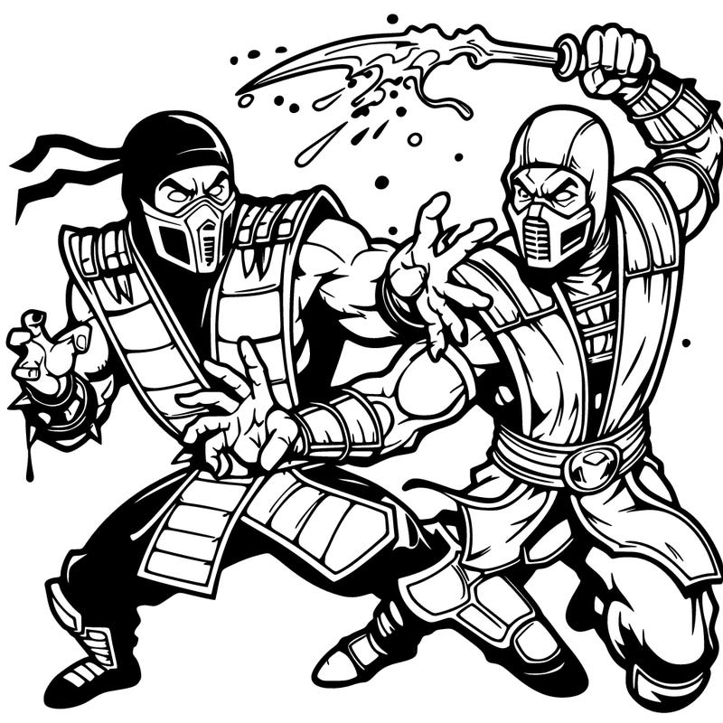 mortal kombat scorpion and sub zero fighting