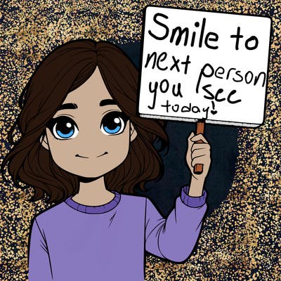 realistic girl holding up a sign