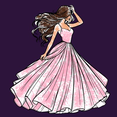 realistic woman with dress flowing in the wind