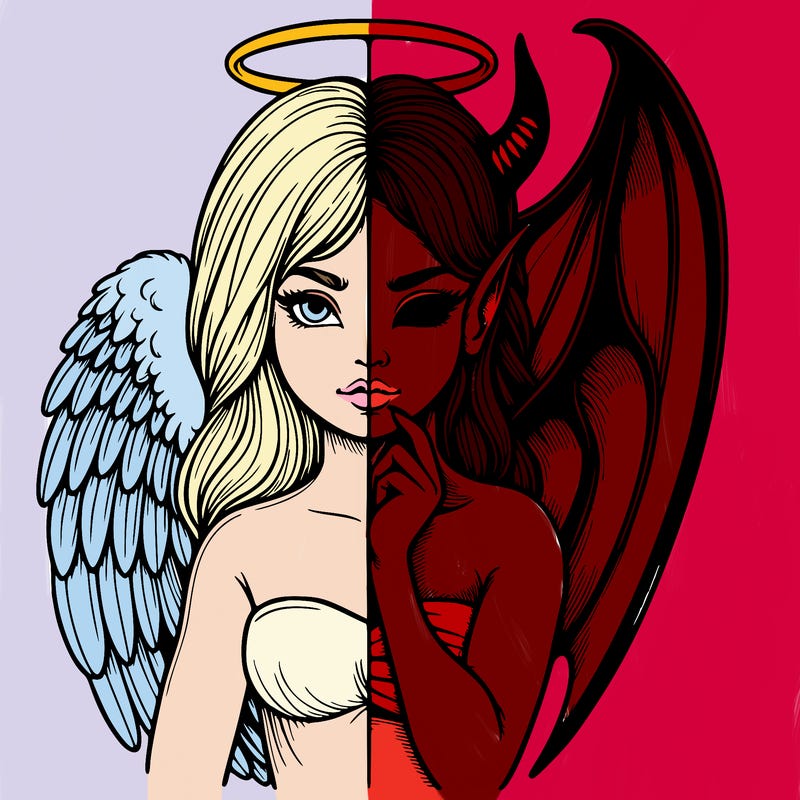 realistic angel half demon