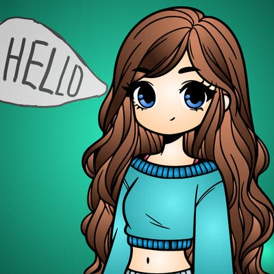 girl with long hair and a crop top with a sweater