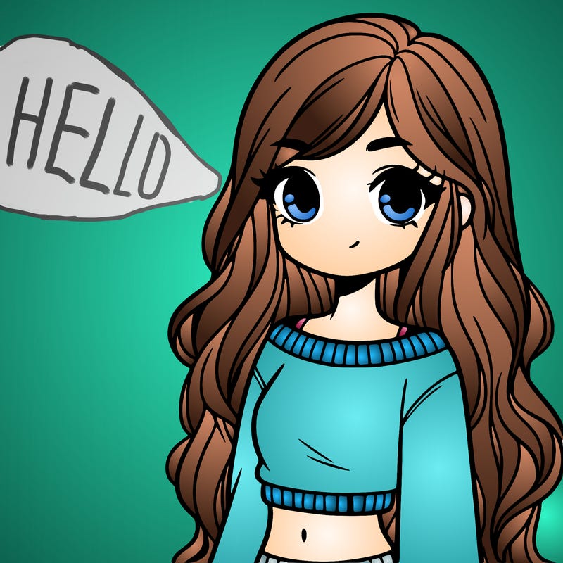 girl with long hair and a crop top with a sweater