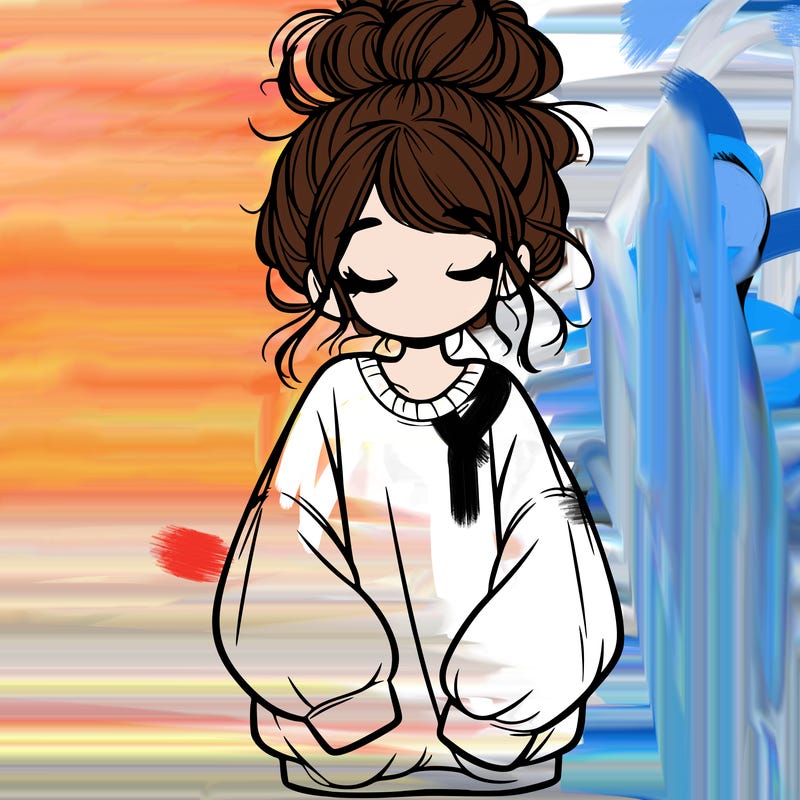 girl with baggy sweatshirt and messy bun