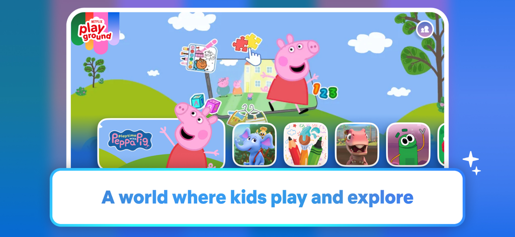 Netflix Playground - Interfaccia dell'app Netflix Playground con Peppa Pig e attività educative per bambini