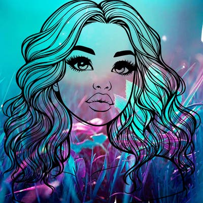realistic girl with wavy hair and lips