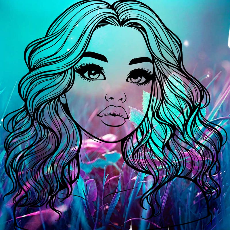 realistic girl with wavy hair and lips