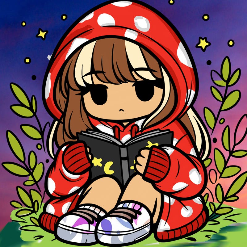 girl in oversized hoodie reading a book