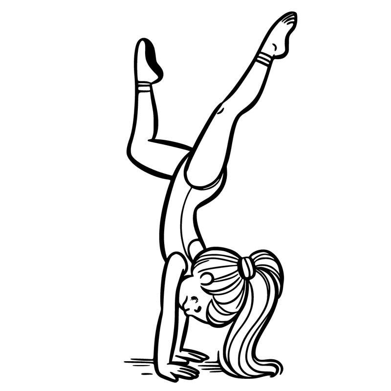 girl wearing a leotard doing a handstand
