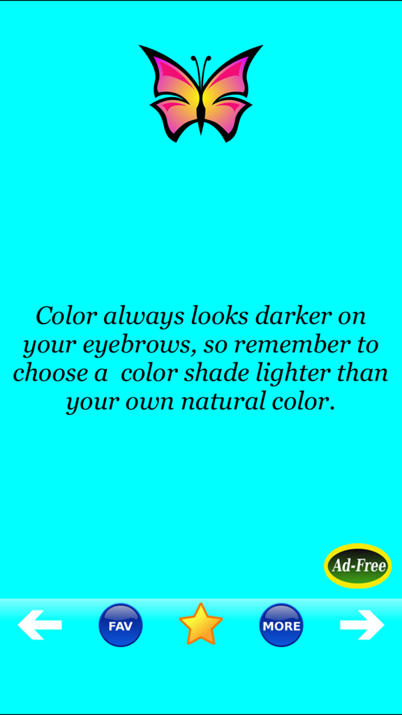 Una pantalla de la aplicación Consejos de Belleza que ofrece un consejo sobre cómo elegir un tono más claro para las cejas.