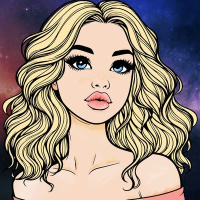 realistic girl with wavy hair and lips