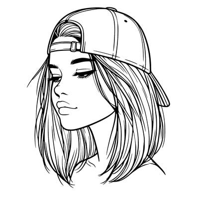 realistic  girl with a backwards hat