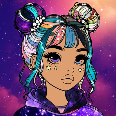 realistic girl with space buns