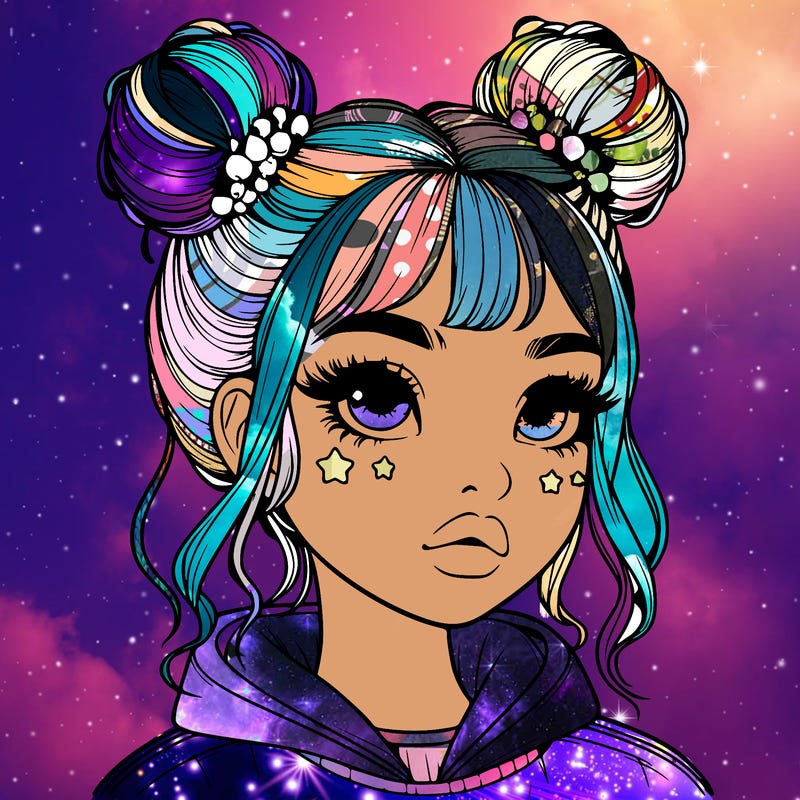 realistic girl with space buns