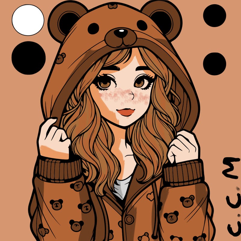 realistic girl in a animal pjs hoodie