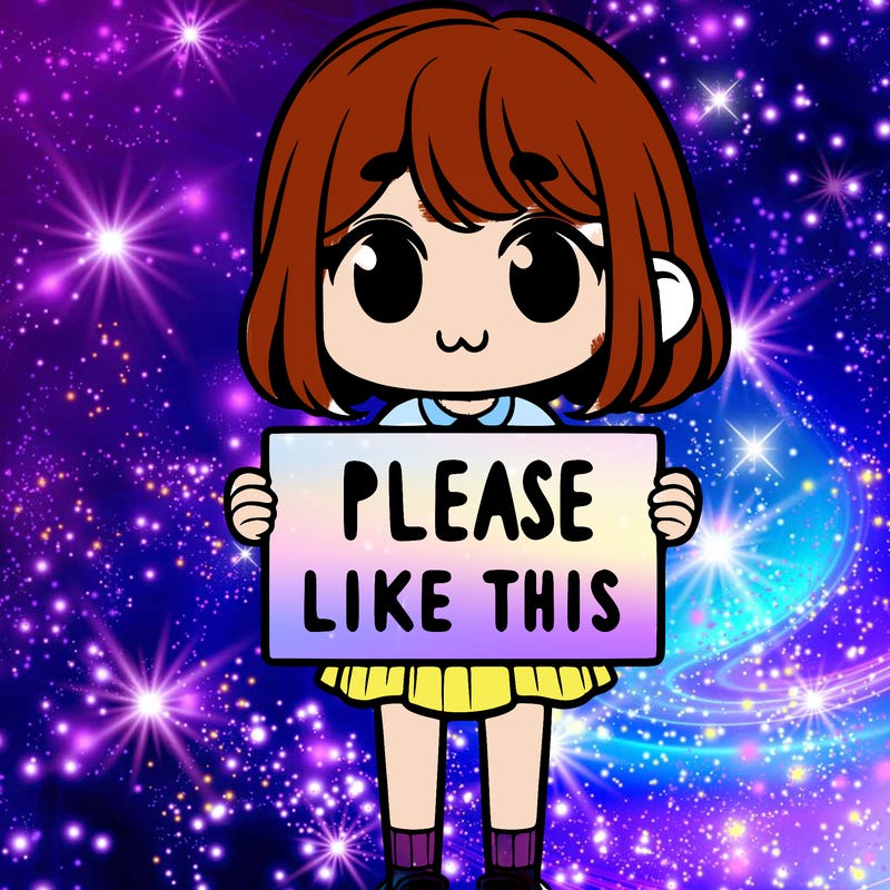 a girl holding a sign that says please like this one