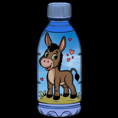 water bottle with donkey design realistic