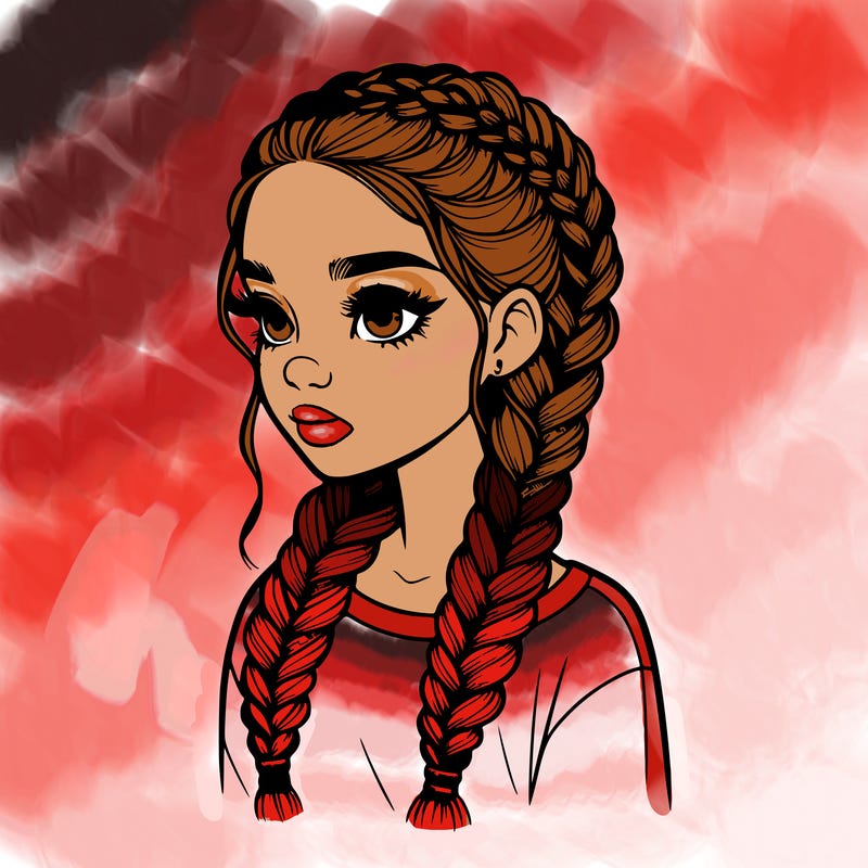 realistic girl with braids