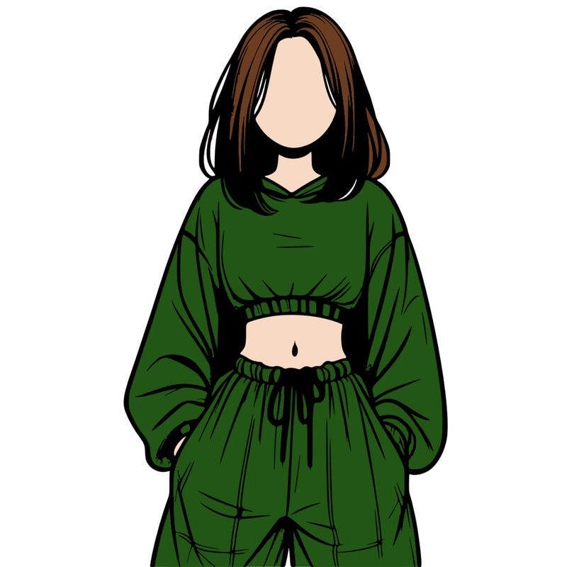 realistic girl faceless with baggy pants and a crop top