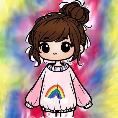 cute girl with baggy sweater and messy bun