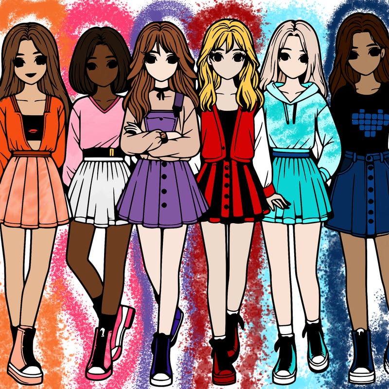 a group of girls realistic
