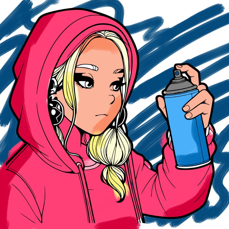 a realistic girl, spray painting