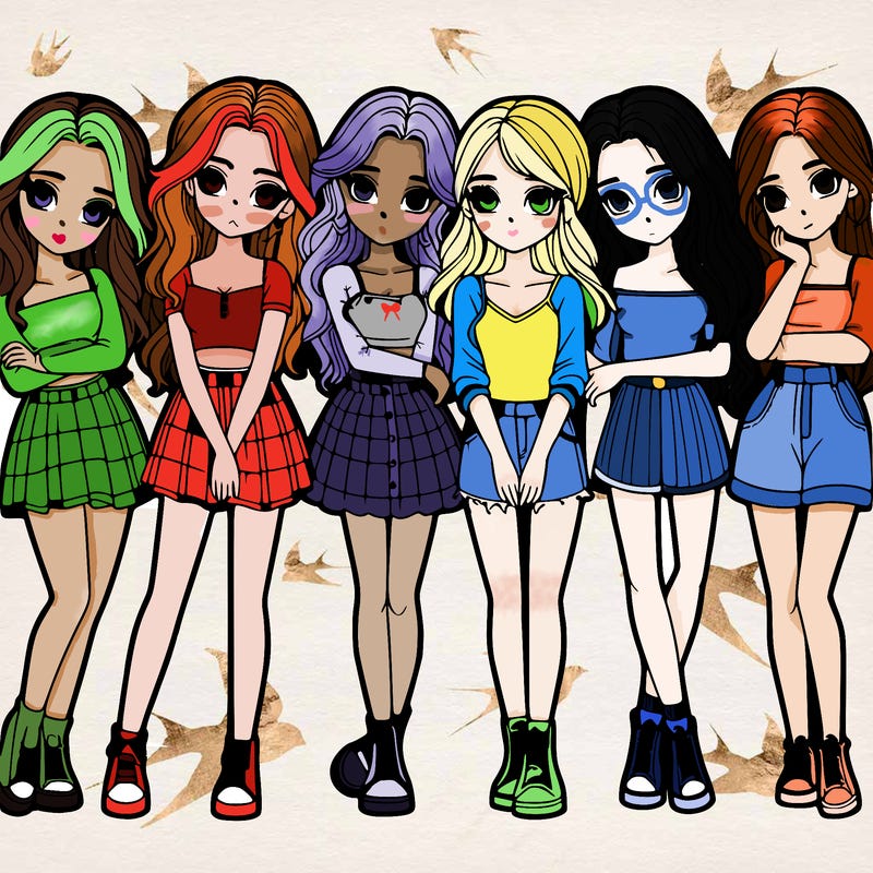 a group of girls realistic