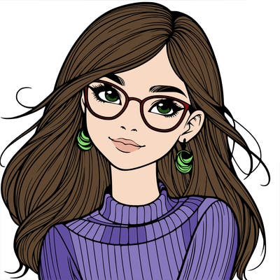 realistic girl with glasses