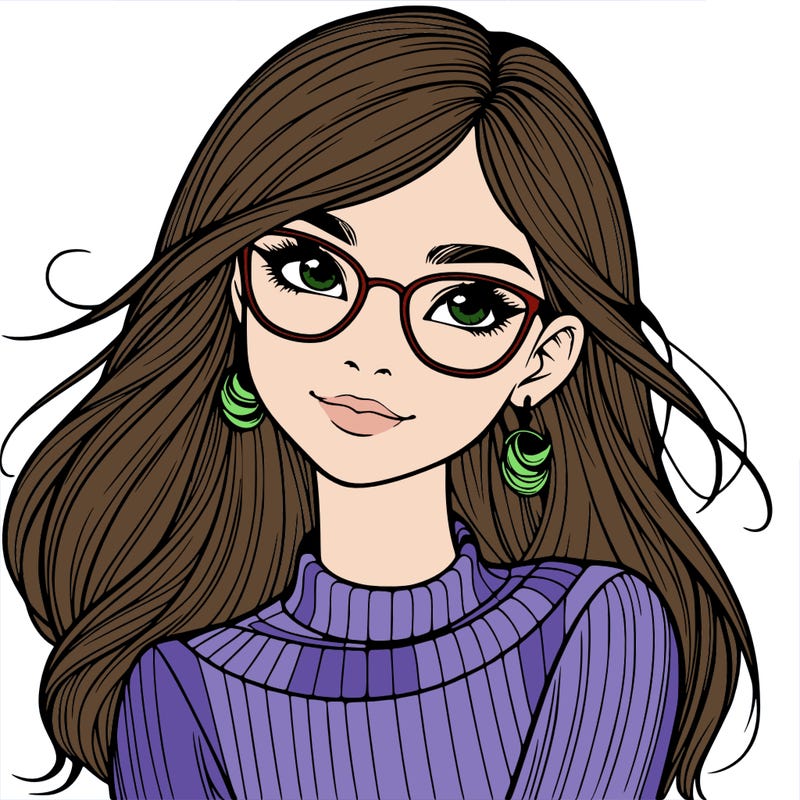 realistic girl with glasses