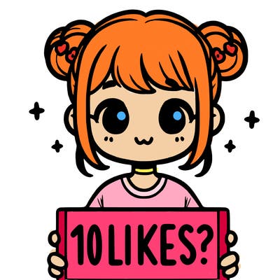 cute girl that is holding a sign that says 10 likes?