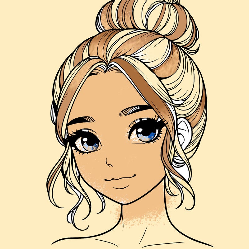 realistic pretty girl with hair in bun
