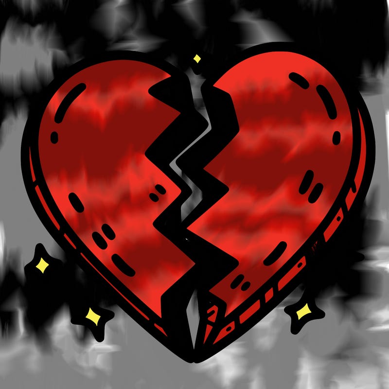split in half heart