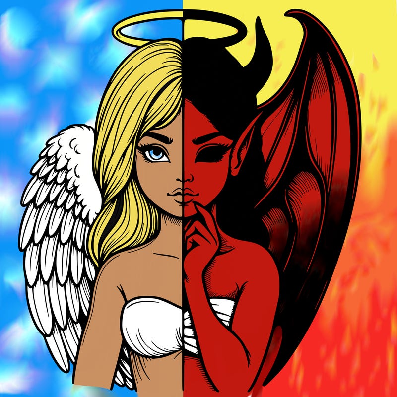 realistic angel half demon