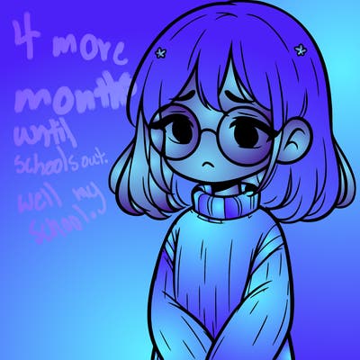 sad girl with glasses in a sweater