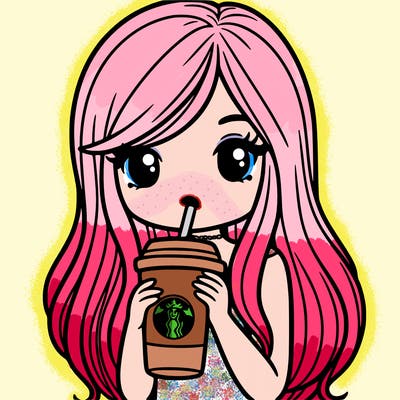 woman with long straight hair drinking starbucks