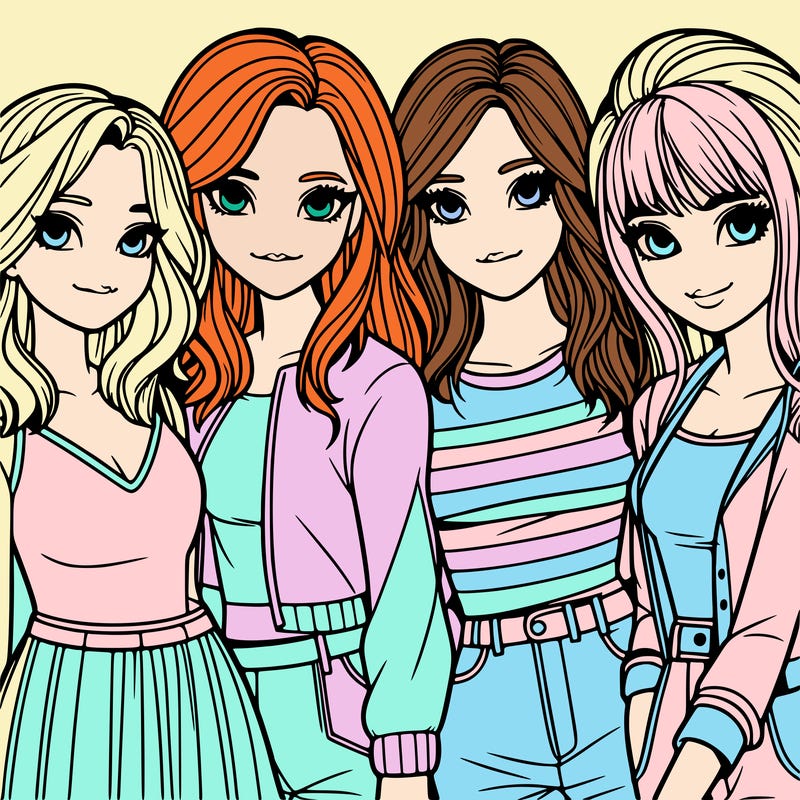 a group of girls realistic