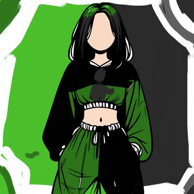 realistic girl faceless with baggy pants and a crop top