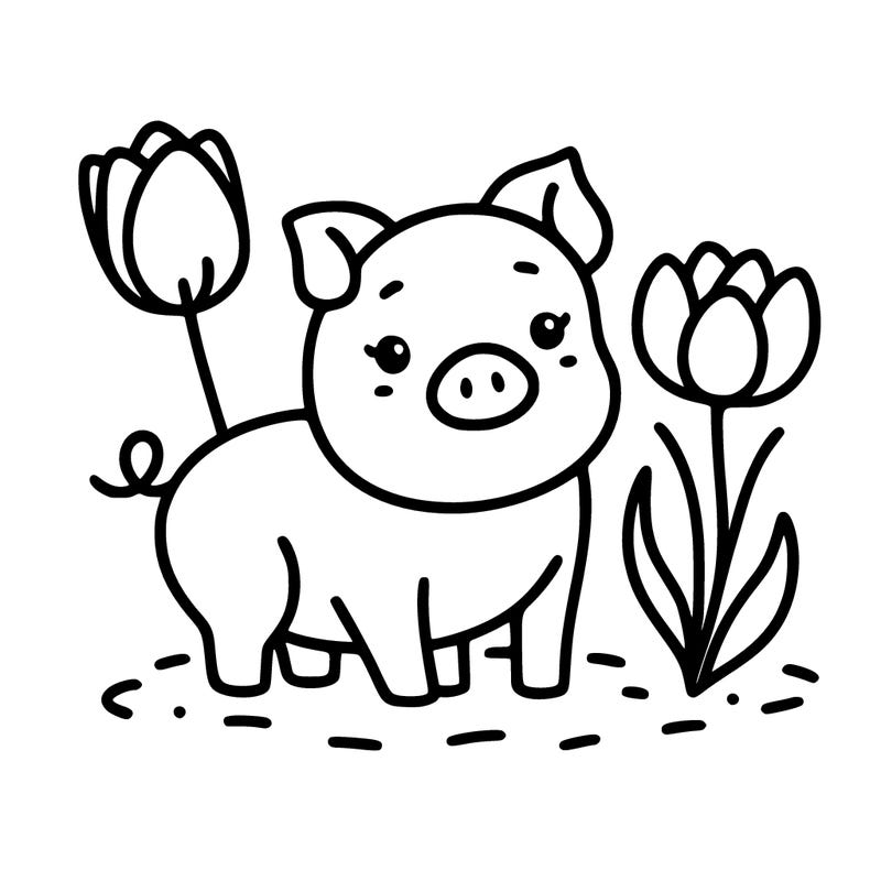 pig with a tulip.